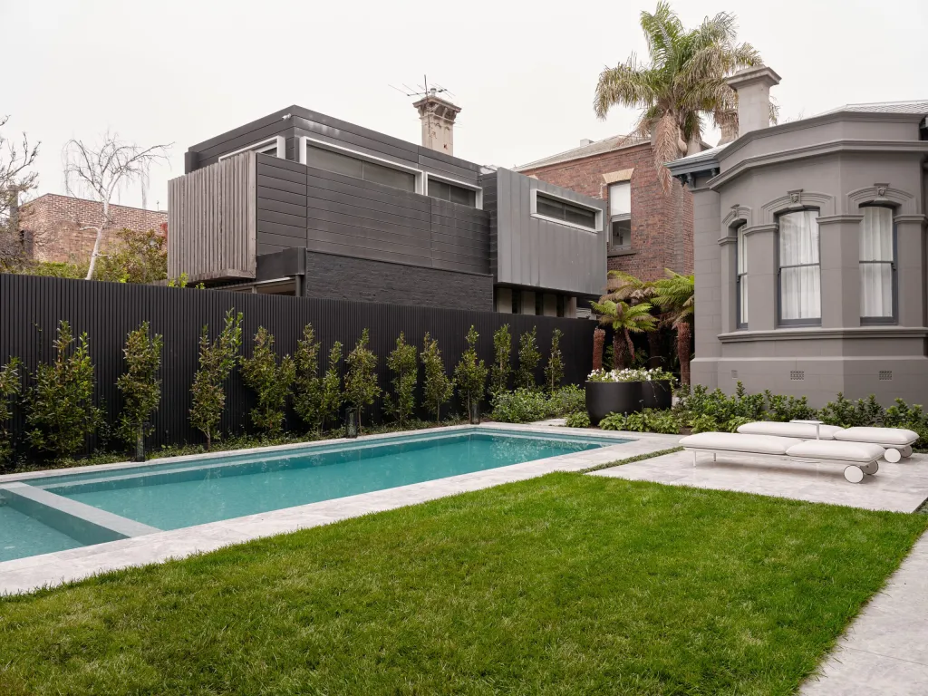 Award-winning Melbourne landscape garden with native planting, plunge pool and city backdrop
